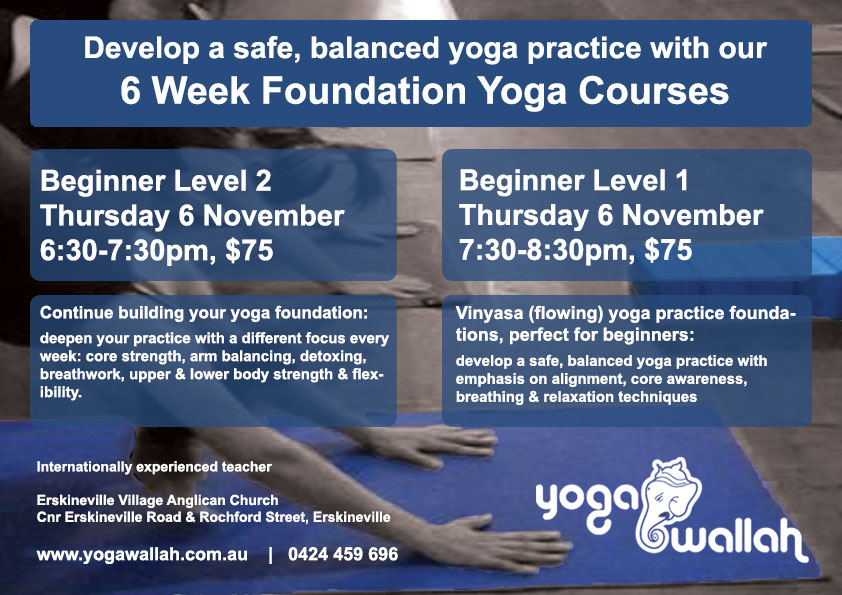 Yoga foundation course image, courses start Thurs 6 Nov 2014