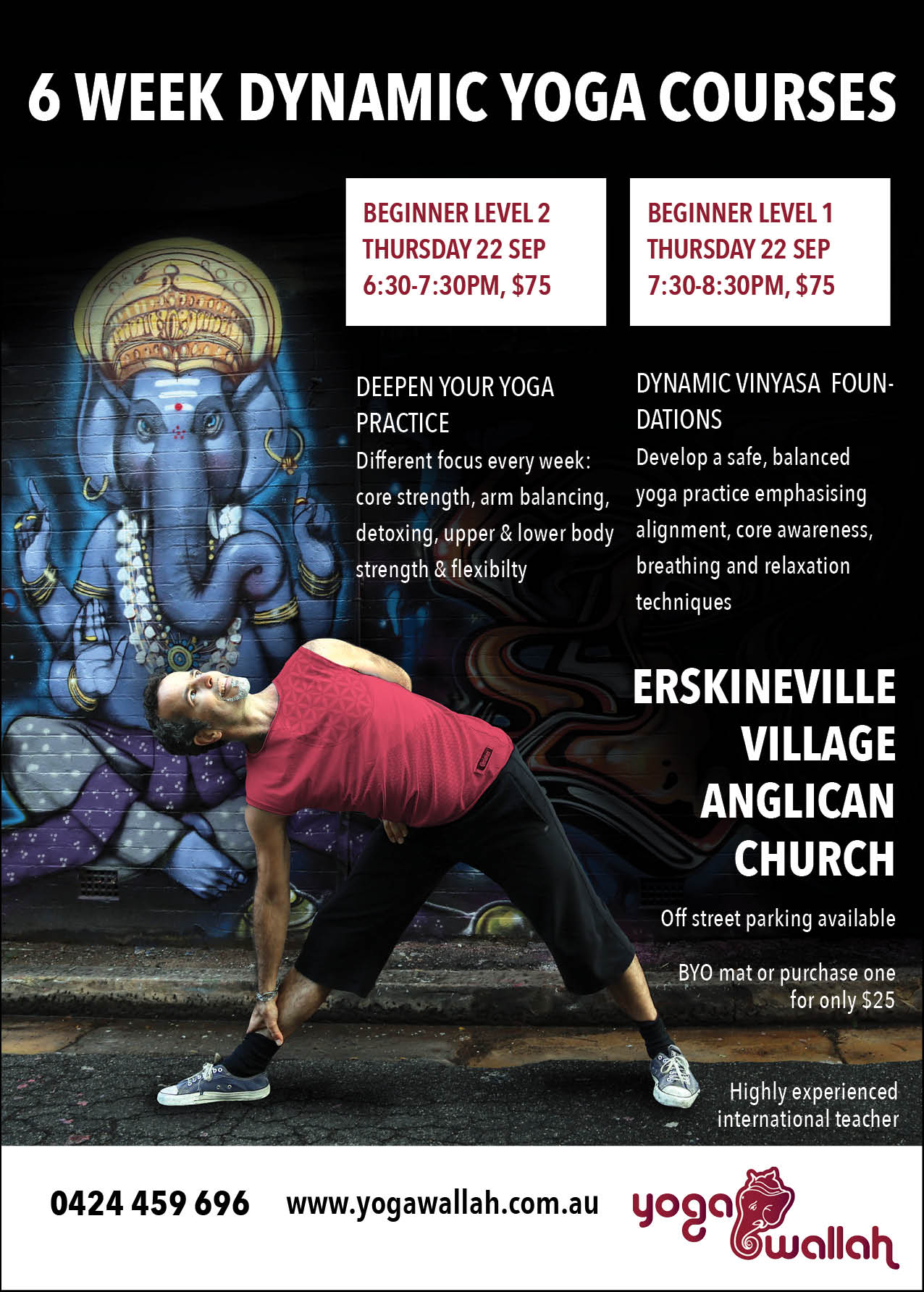 6 week dynamic yoga courses start Thursday 22 September